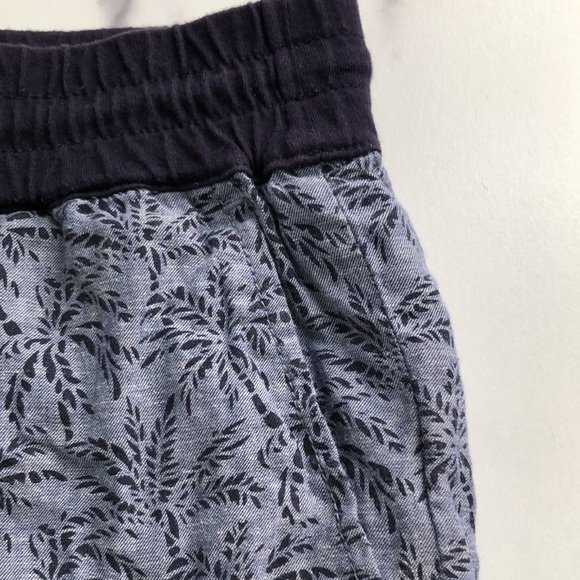 J Crew Palm Tree Shorts Navy Blue Pull On Cotton Linen Size 2 - Picture 2 of 8